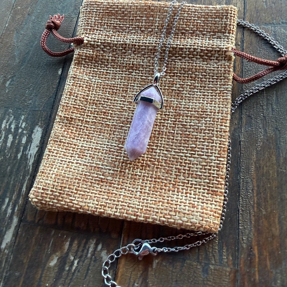 Lepidolite Point Necklace | Genuine Crystal Necklace | Lepidolite Necklace